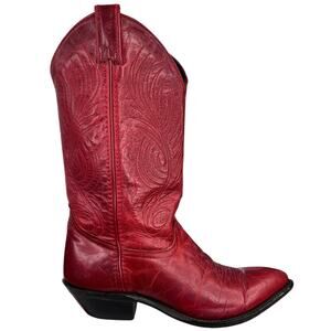Red Leather Ankle Boots